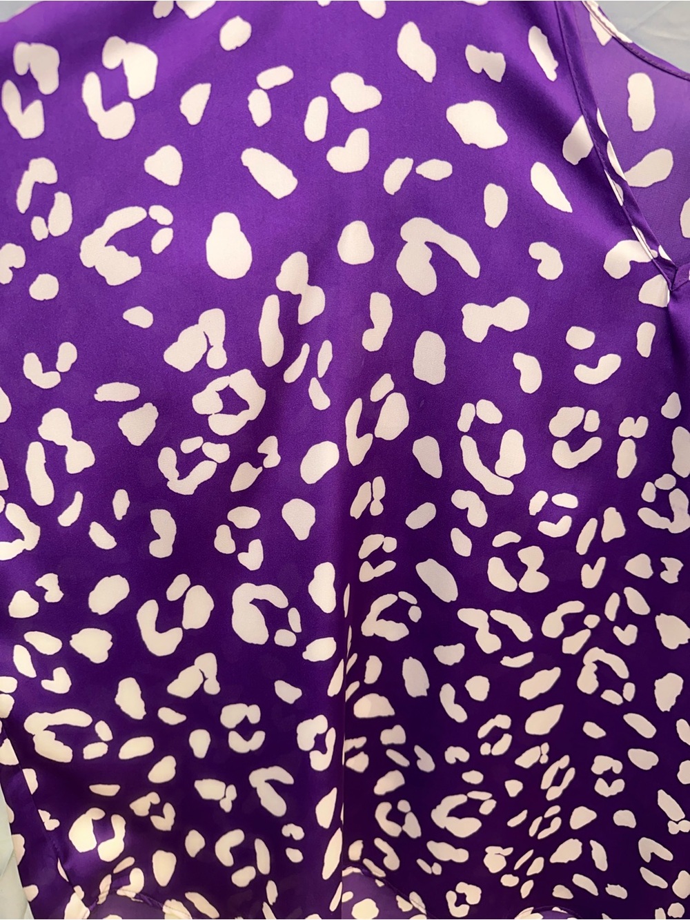 Adrienne Purple and White Spot Print V-Neck Top - Picture 3 of 4